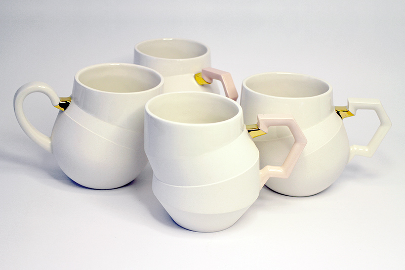 Tengelyen túl csészék | részben mázas és matt felületű porcelán
